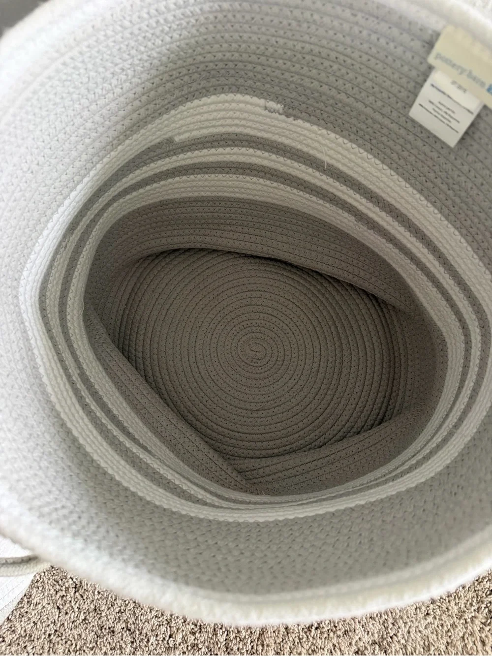 Pottery Barn Kids Neutral Gray and White Rope Storage Baskets - Set of 2